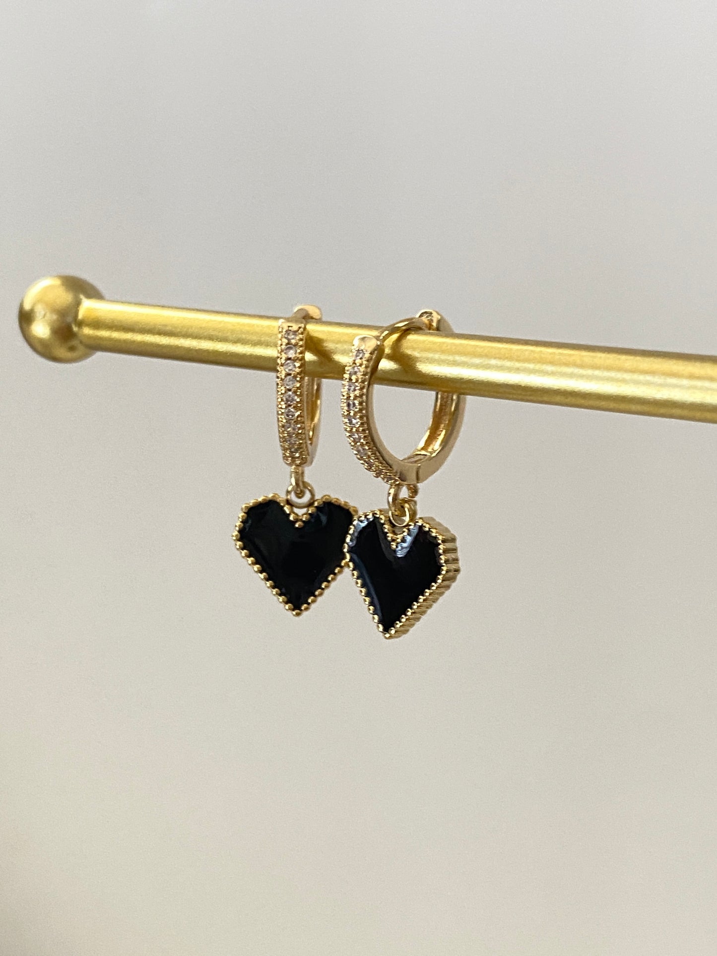 Enamel Heart Charm Hoop Earrings