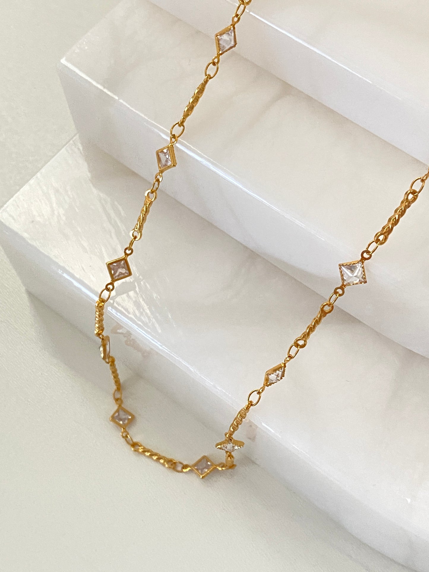 Diamond Zircon Chain Necklace