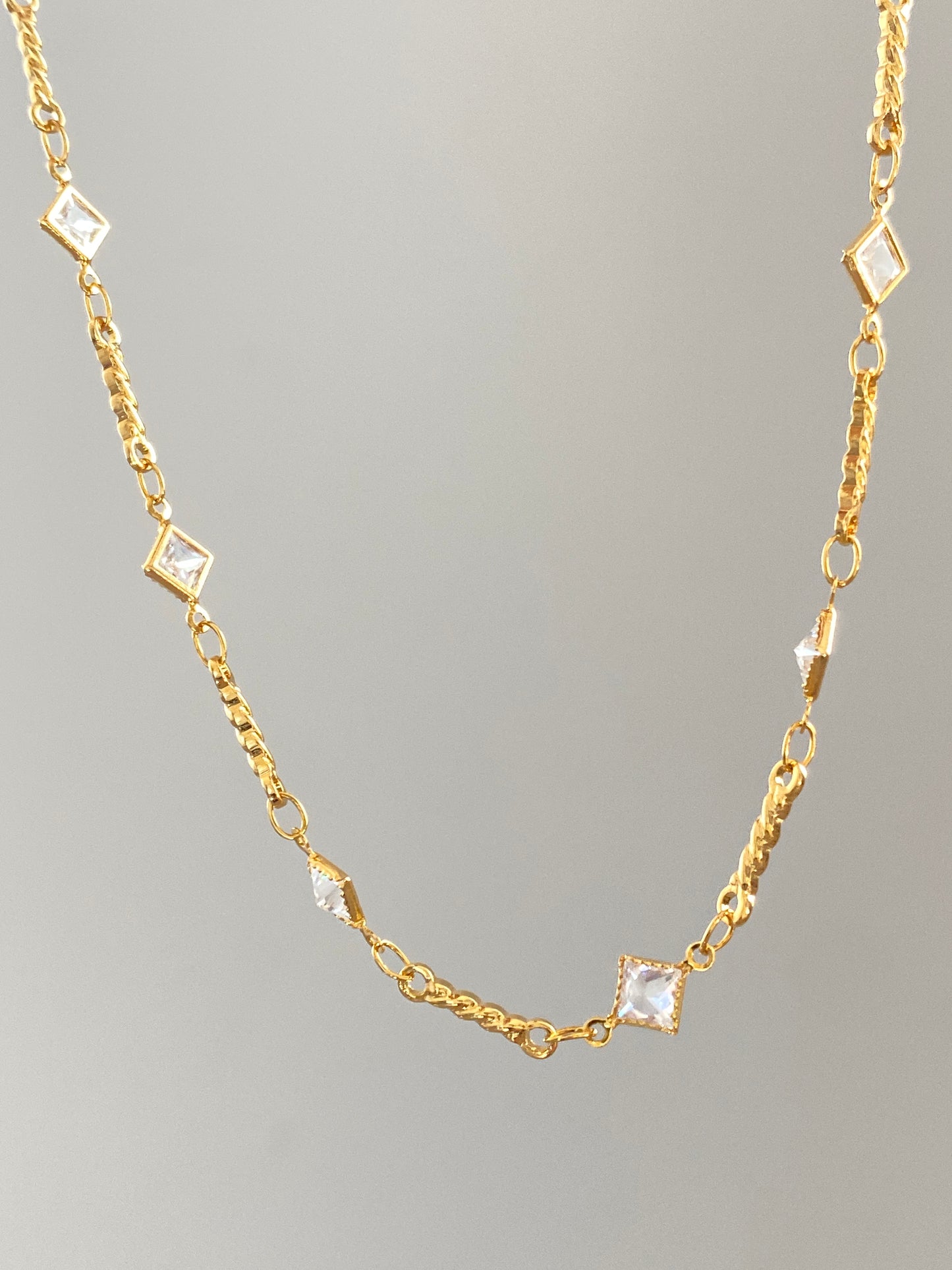 Diamond Zircon Chain Necklace