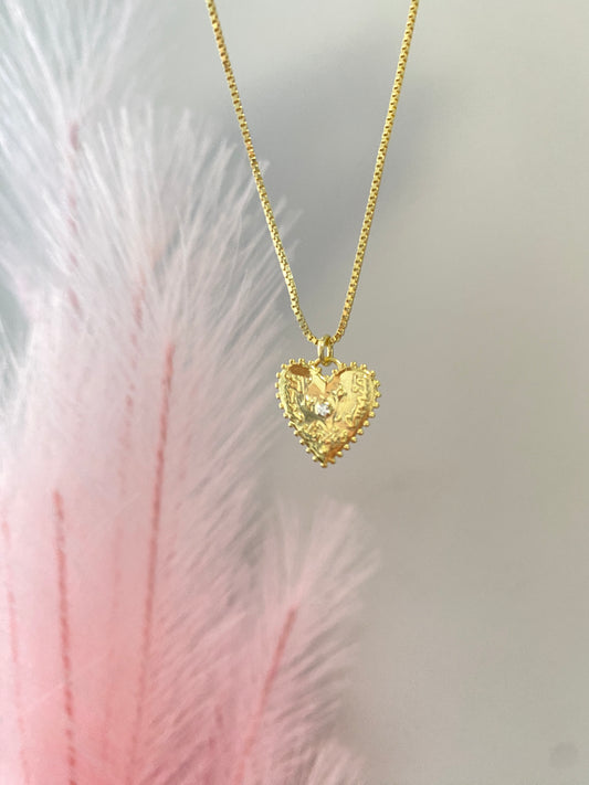 14K Gold Heart Charm Necklace