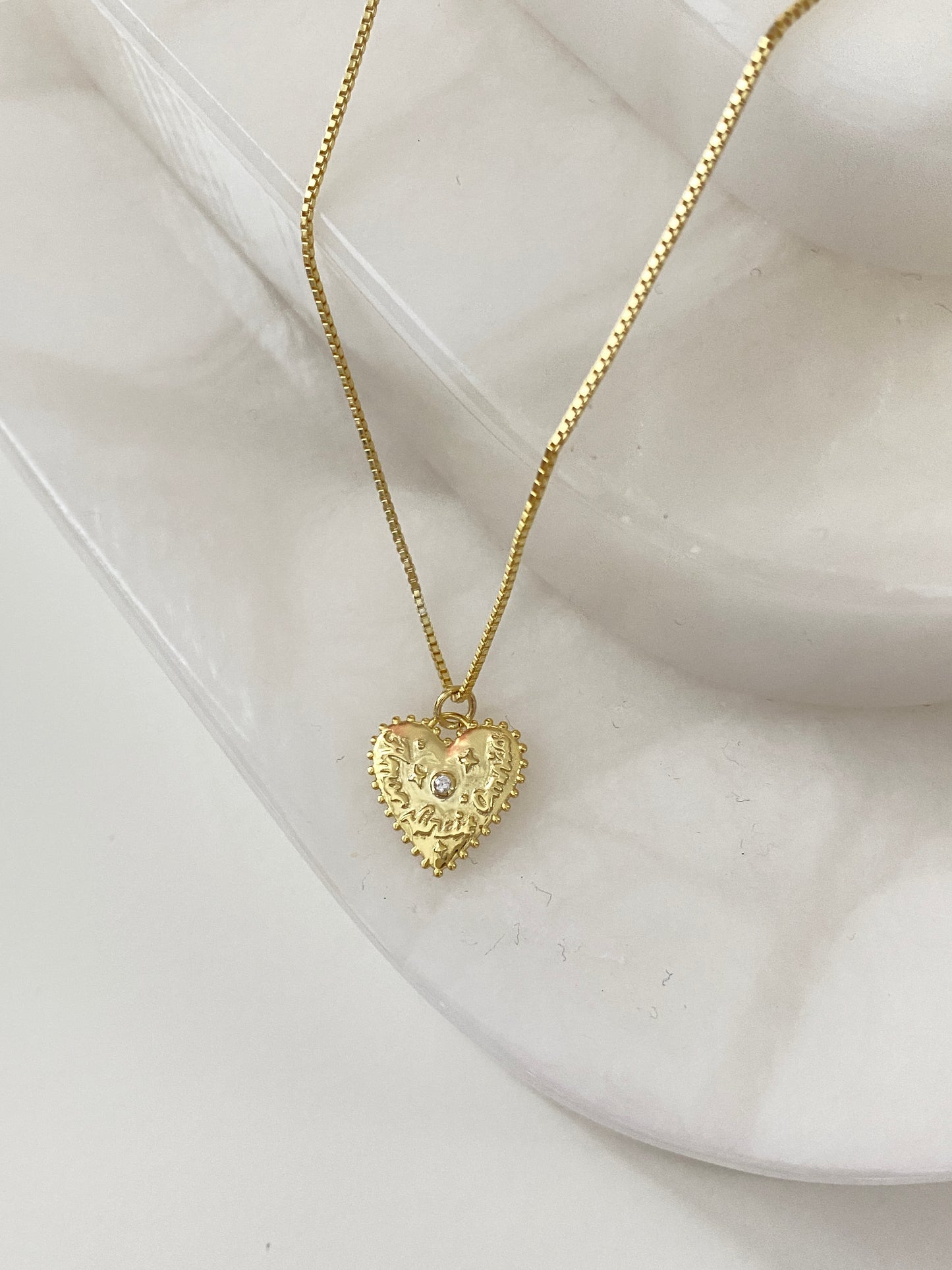 14K Gold Heart Charm Necklace