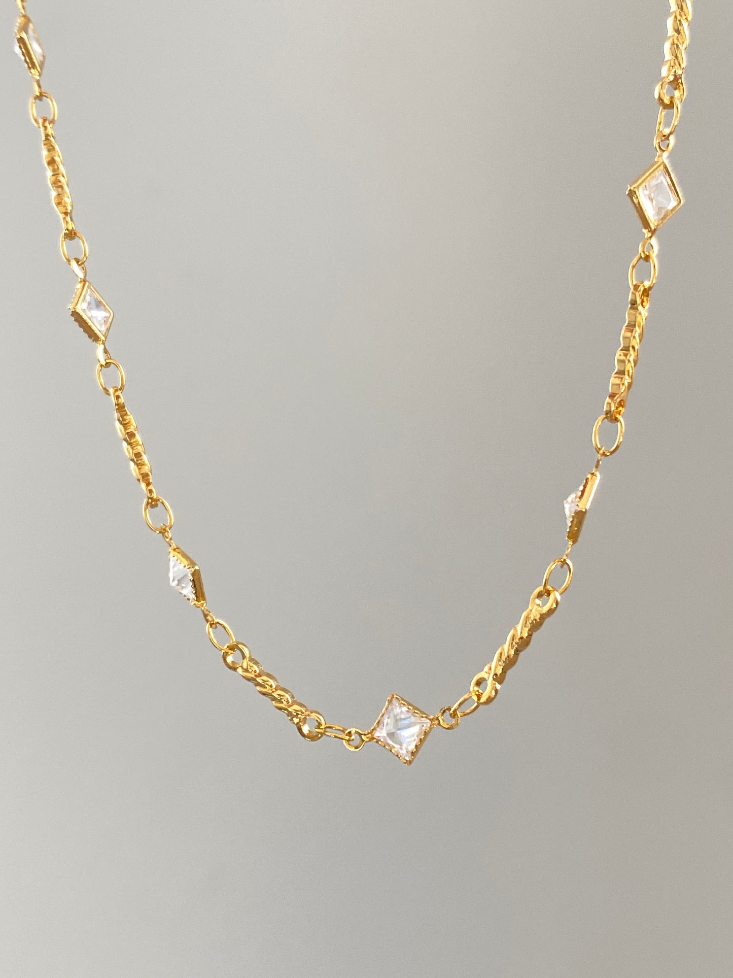 Diamond Zircon Chain Necklace