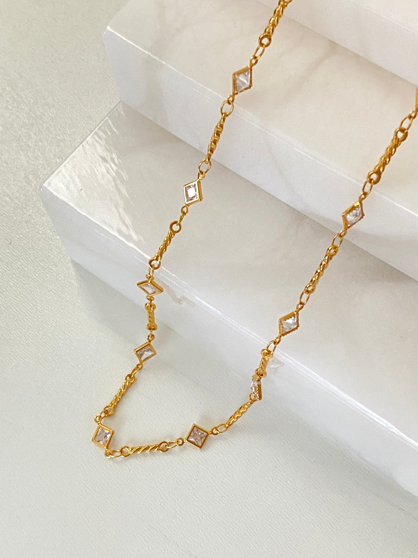 Diamond Zircon Chain Necklace