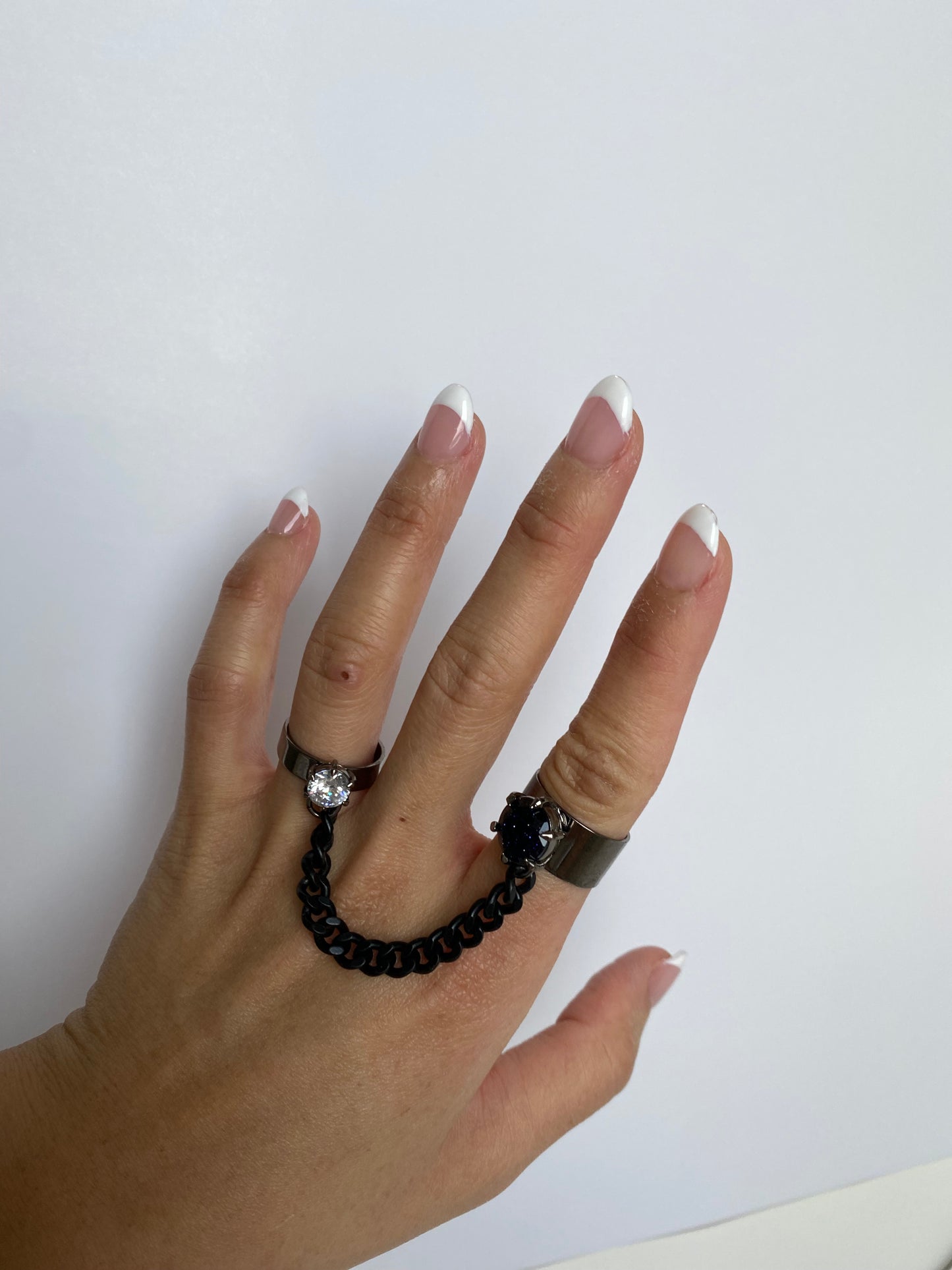 Gems & Chain Adjustable Ring