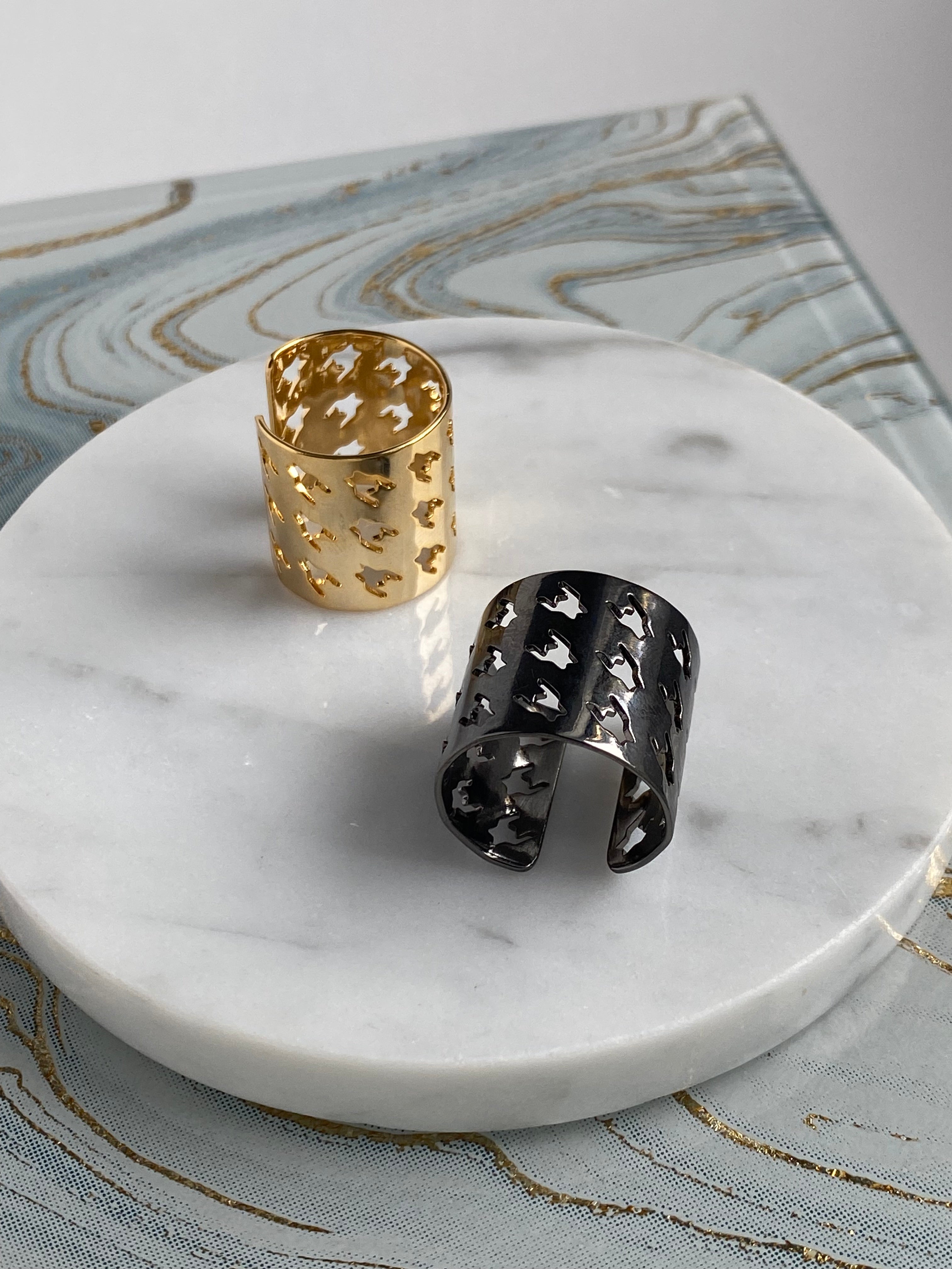 Houndstooth Adjustable Cuff Ring - Gold – Todayful Jewelry