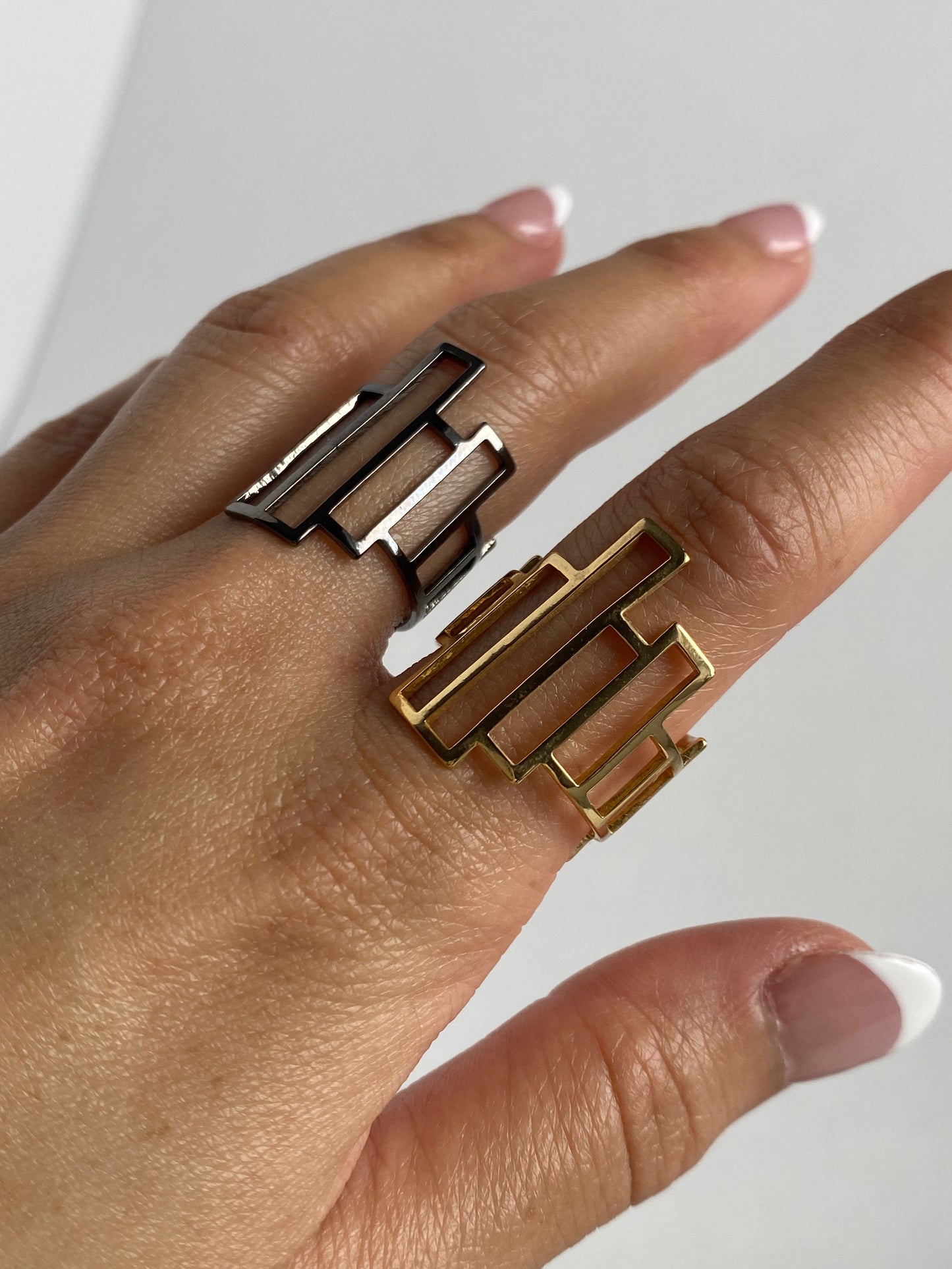 Irregular Grid Adjustable Ring - Gold