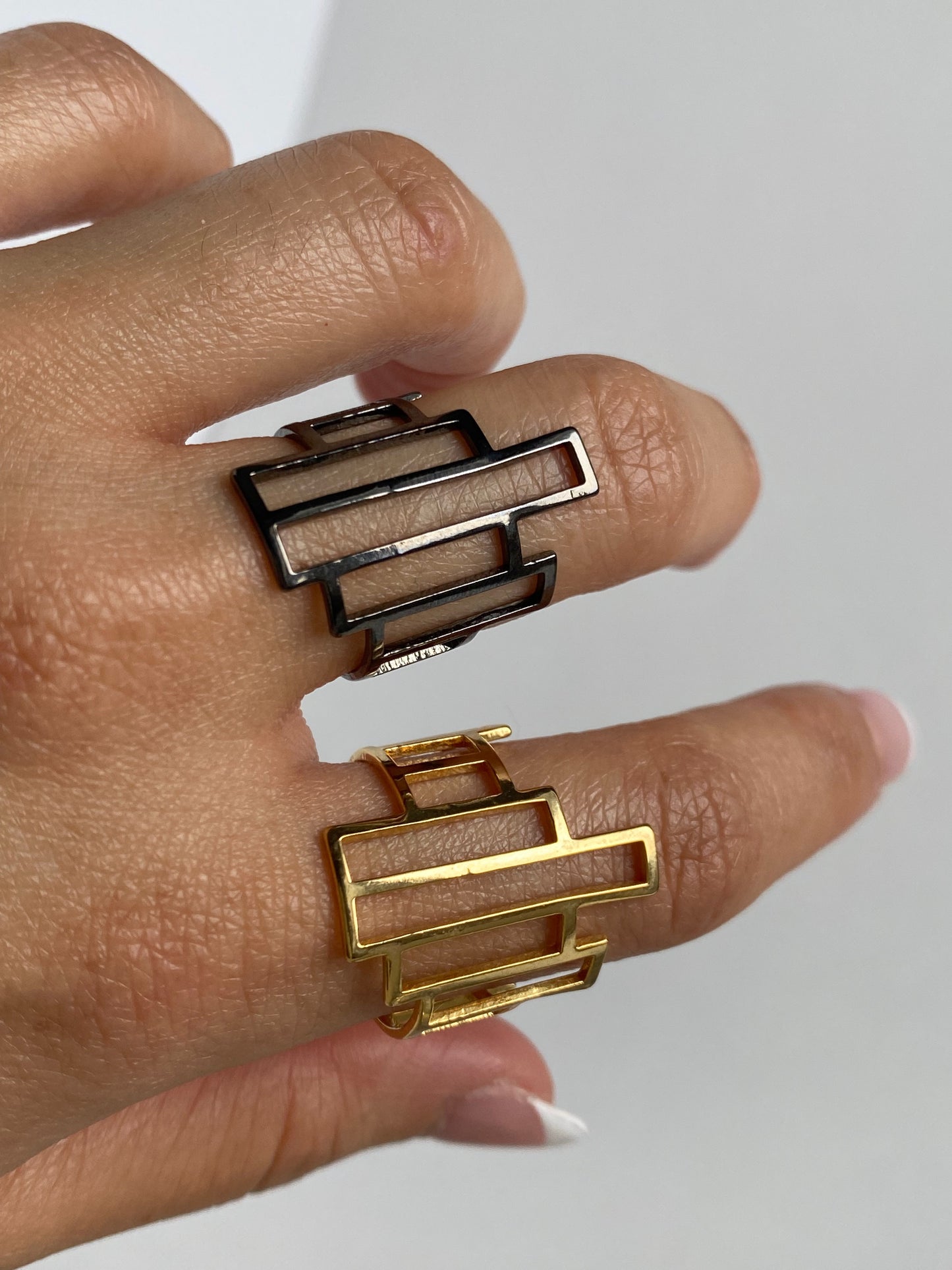 Irregular Grid Adjustable Ring - Gold