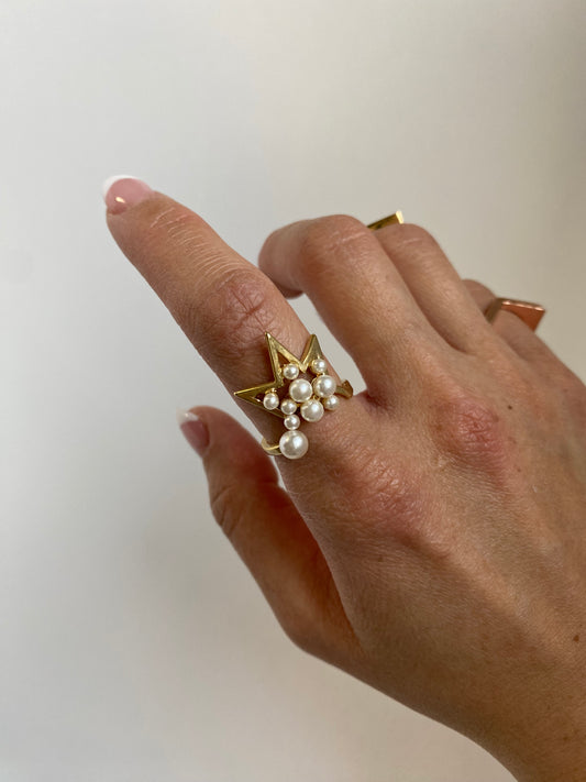 Pearl Star Ring - Gold