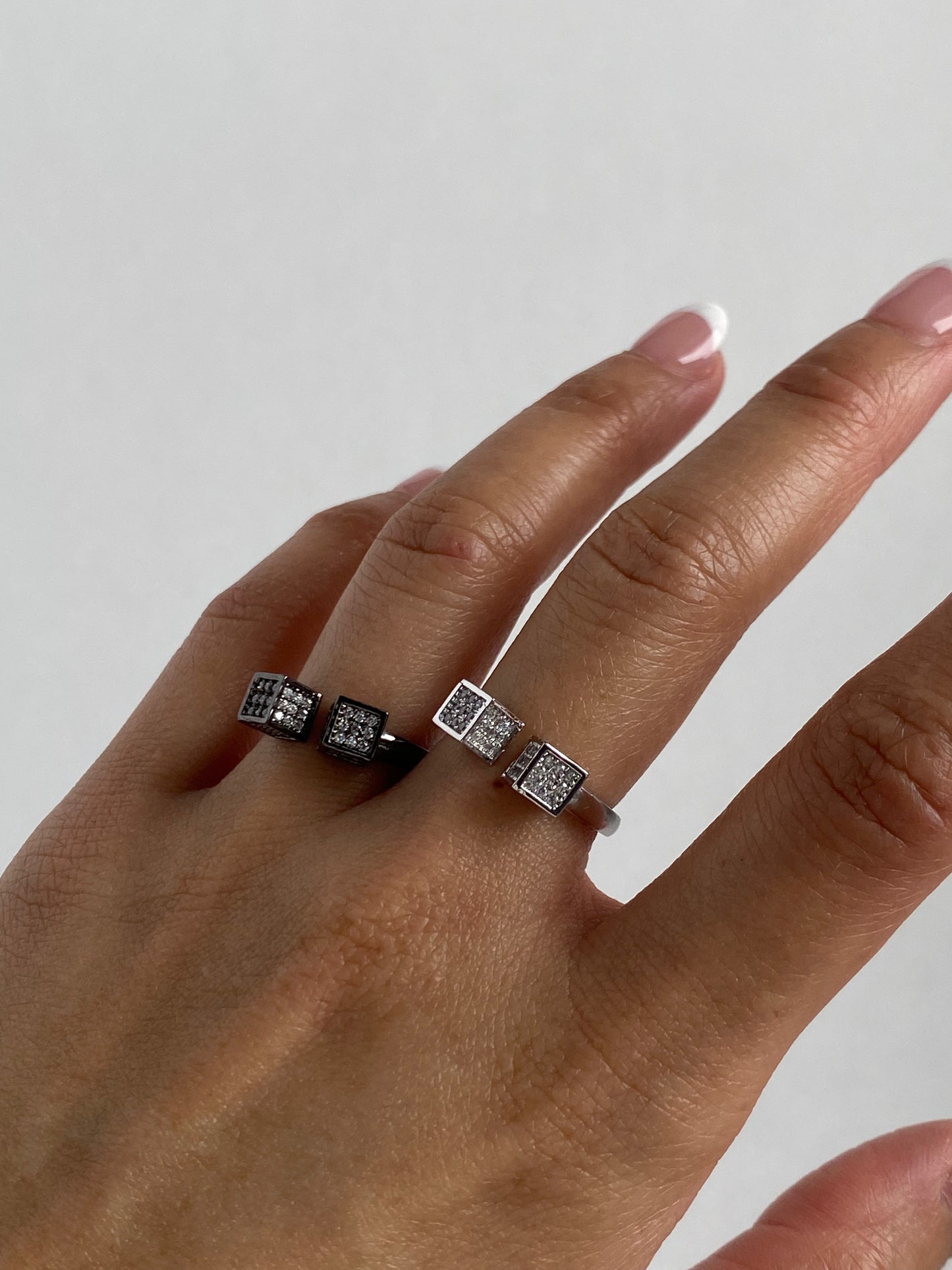 Sparkle cube ring - Silver