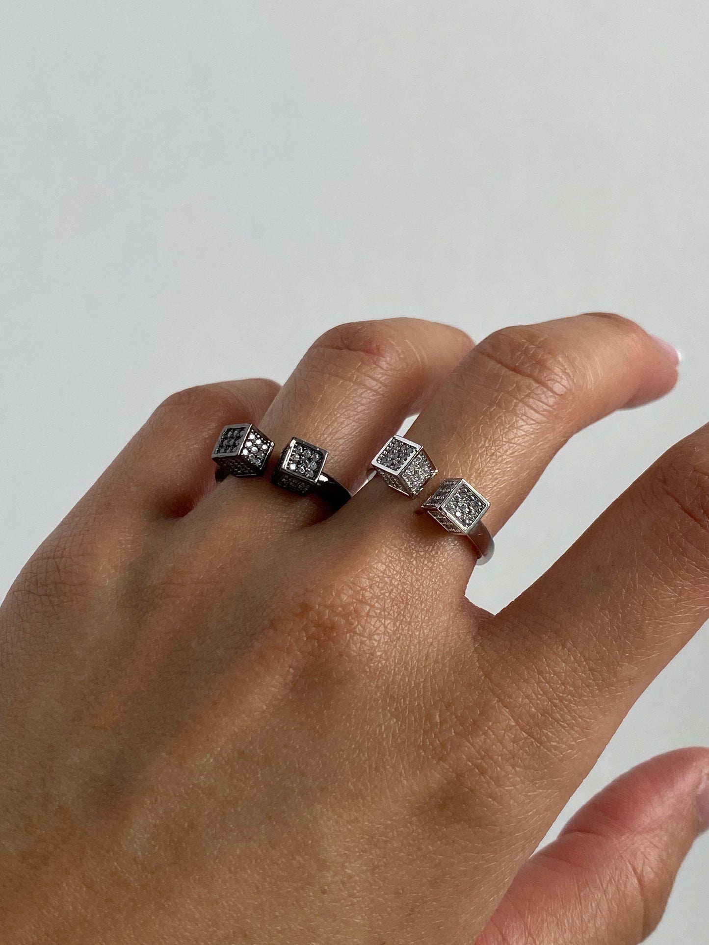 Sparkle cube ring - Silver