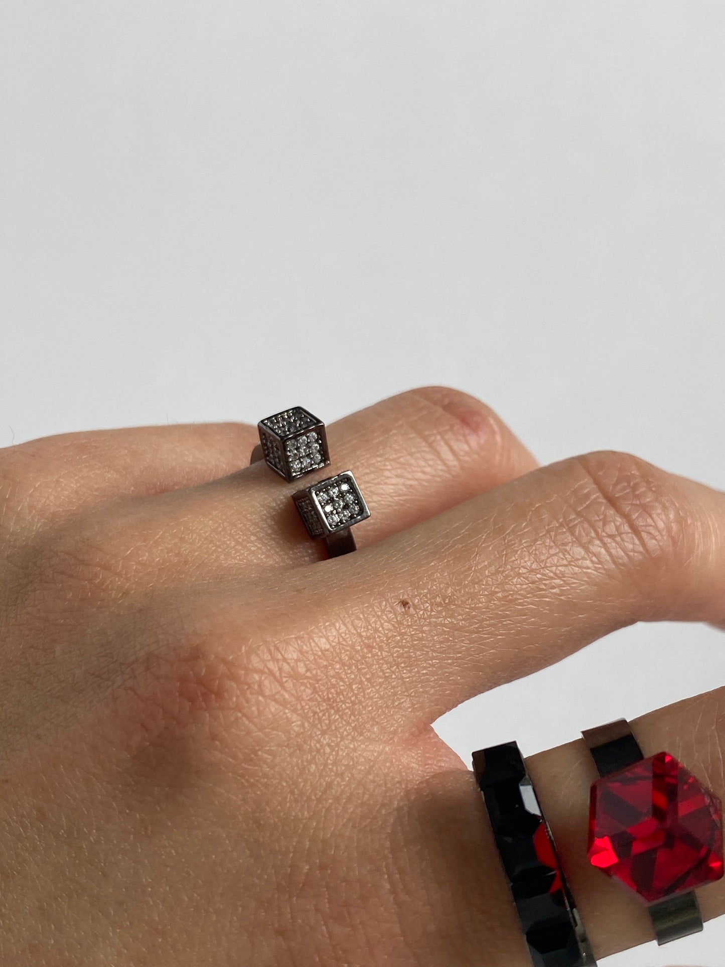 Sparkle cube ring - Silver