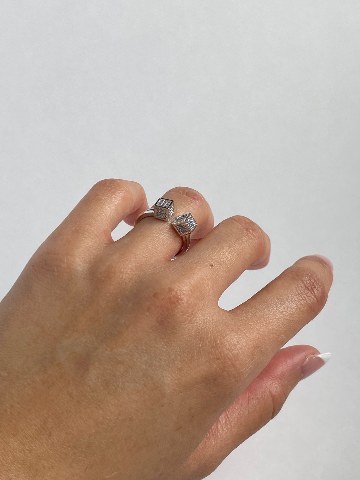 Sparkle cube ring - Silver