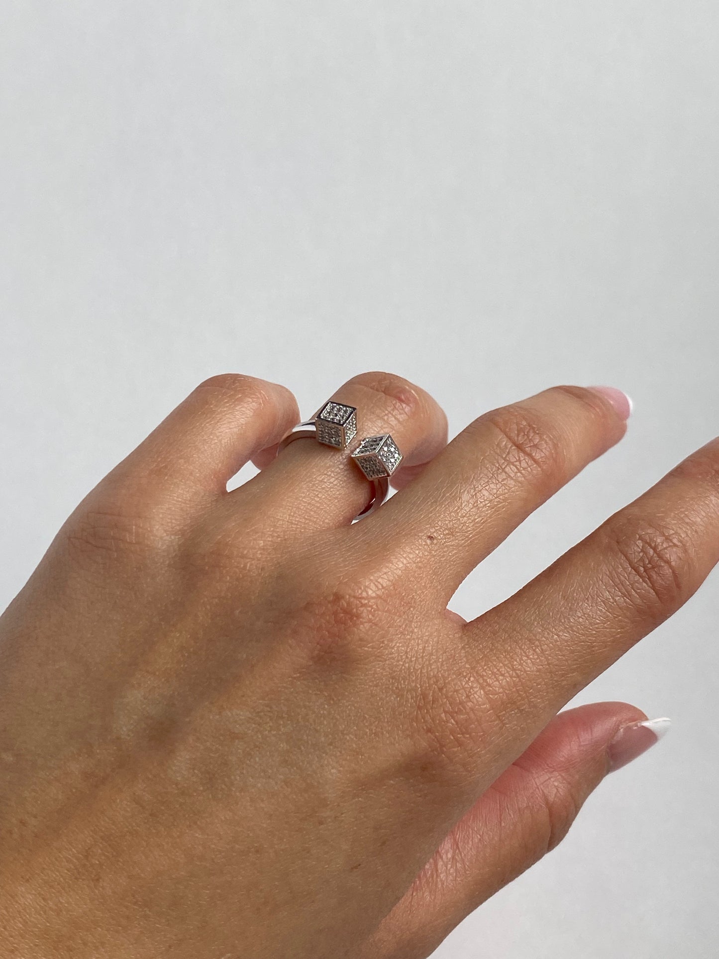 Sparkle cube ring - Silver